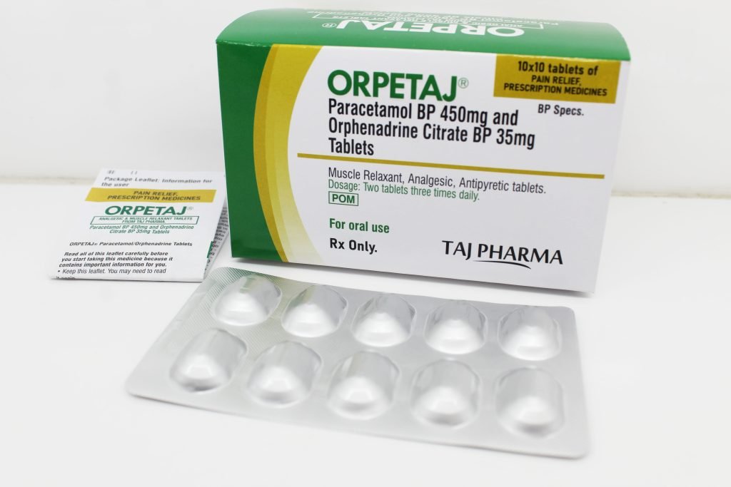 Paracetamol 450mg and Orphenadrine Citrate 35mg Tablets Manufacturer Suppliers in India