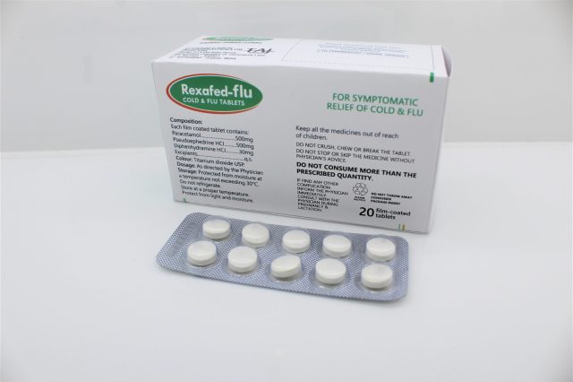 Paracetamol, Pseudoephedrine & Diphenhydramine  (500mg+30mg+25mg)